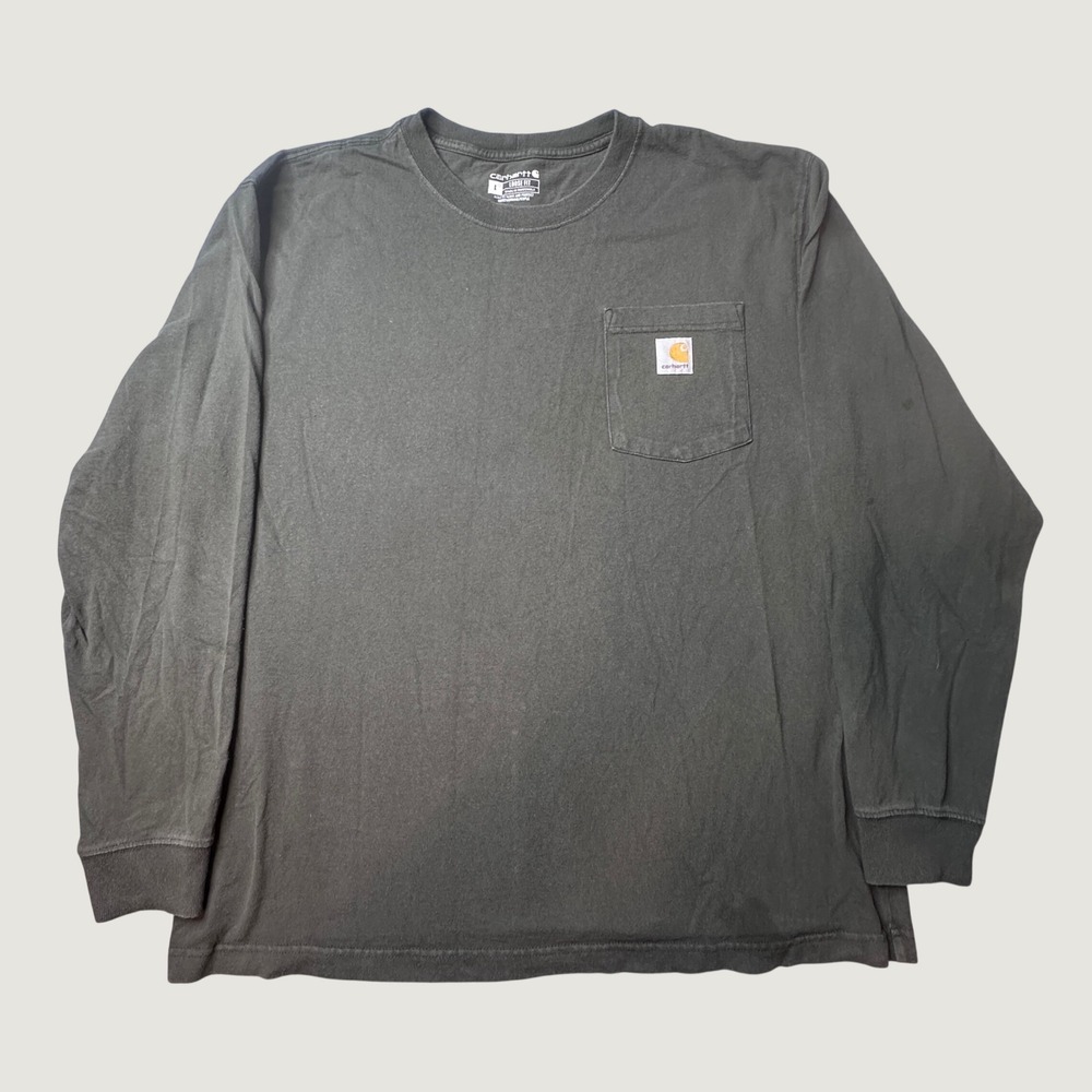 Carhartt T-Shirt Mens Large K126 Loose Fit Moss Green Long Sleeve Pocket GOOD